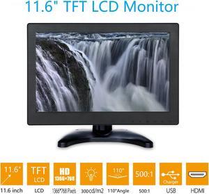 11.6 inch Monitor TFT 1366x768 Video AV USB VGA BNC HDMI 16:9 500:1 300cd/m2 12" Display for CCTV PC DVD Laptop