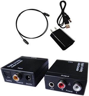 easyday digital to analog audio converter with digital optical toslink and s/pdif coaxial inputs and analog rca and aux 3.5mm headphone outputs  6 foot heavy duty optical toslink cable with gold plat