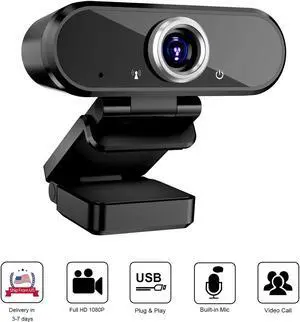 Webcam with Microphone, 1080P Full HD Webcam Streaming Computer Web Camera for Video Calling Conferencing Recording, USB Webcams for PC Laptop Desktop