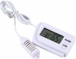 Mini Digital Temperature and Humidity Meter Incubator Pet Dog Tortoise Hatching Eggs Sensor Thermometer Temperature Recorder - White