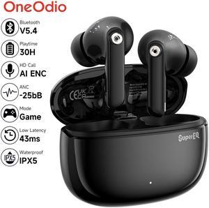 Oneodio SuperEQ S10 ANC Bluetooth 5.4 Earphones Wireless TWS Active Noise Cancelling Headphones Earbuds With 4 ENC AI Mics, Game Mode, 43ms Low Latency, IPX5 Waterproof, 30Hrs Playtime