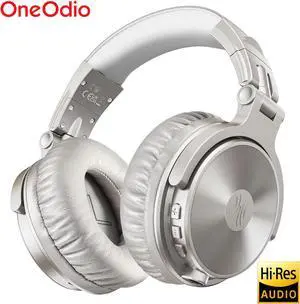 OneAudio Pro C Bluetooth Over Ear Headphones with Microphone, 110 Hours Playtime Wireless Foldable Hi-Fi Headset, Noise Isolating Headphones with Wired Mode for Mobile Phones/PC/TV Sliver