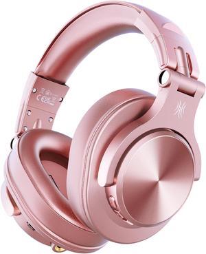 OneOdio A70 Over Ear Headphone, Wired Bass Headsets with 50mm Driver, Foldable Lightweight Headphones with Share Port and Mic for Recording Monitoring Mixing Podcast Guitar PC TV  Rose Gold