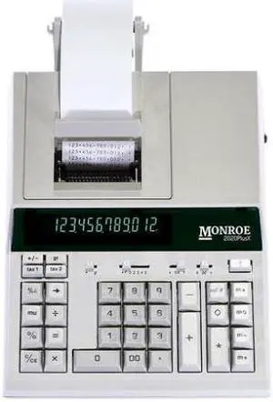 Monroe 2020PlusX Ivory 12-Digit Medium-Duty Accounting Desktop Printing Calculator With Large Display