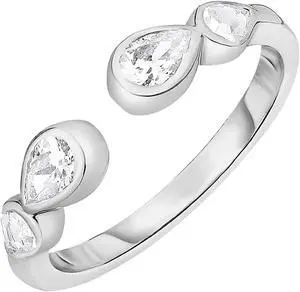 Toe Ring with Teardrops in Sterling Silver with Cubic Zirconia