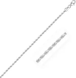 2.25mm 14k White Gold Diamond Cut Rope Anklet