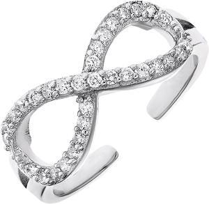 Toe Ring with Infinity Symbol in Sterling Silver with Cubic Zirconia