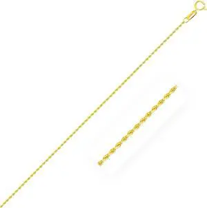 10k Yellow Gold Diamond Cut Rope Anklet 1.25mm