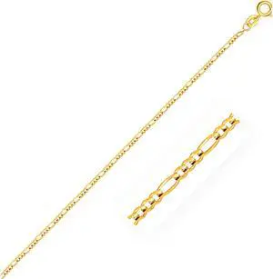 14k Yellow Gold Figaro Anklet 1.3mm