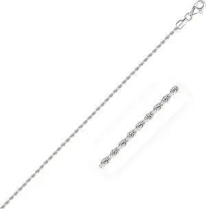 2.0mm 14k White Gold Diamond Cut Rope Anklet