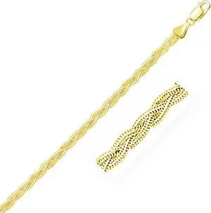 3.5mm 14k Yellow Braided Foxtail Anklet