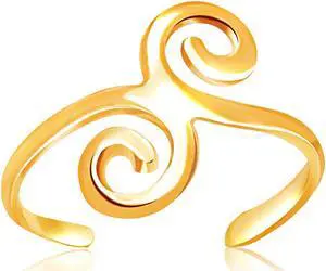 14k Yellow Gold Scrollwork Motif Toe Ring