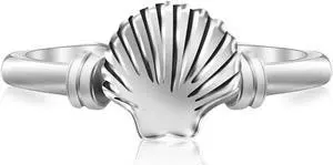 Sterling Silver Shell Motif Toe Ring with Rhodium Finishing