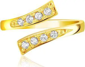 14k Yellow Gold Contemporary Cubic Zirconia Accented Toe Ring