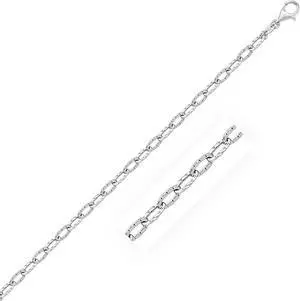 14k White Gold Anklet with Fancy Hammered Oval Links