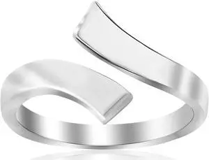 Sterling Silver Rhodium Plated Overlap Style Polished Toe Ring