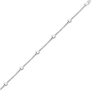 14k White Gold Anklet with Puffed Heart Design