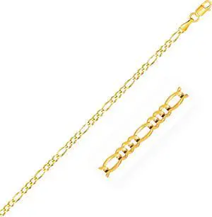 2.8mm 14k Yellow Gold Figaro Anklet