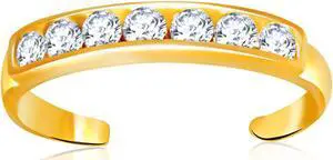14k Yellow Gold Pave Set Cubic Zirconia Toe Ring