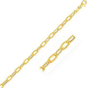 14k Yellow Gold Anklet with Flat Hammered Oval Links