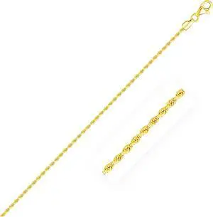 2.0mm 10k Yellow Gold Diamond Cut Rope Anklet