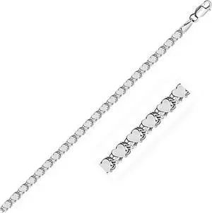 2.9mm 14k White Gold Heart Anklet