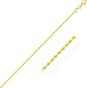 2.0mm 14k Yellow Gold Diamond Cut Rope Anklet