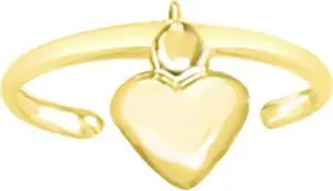 14k Yellow Gold Cuff Puffed Heart Toe Ring
