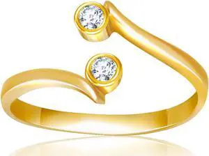 14k Yellow Gold Cubic Zirconia Accented Curve Ended Toe Ring