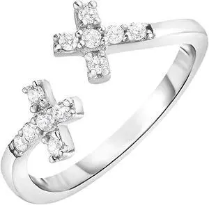 Toe Ring with Crosses in Sterling Silver with Cubic Zirconia