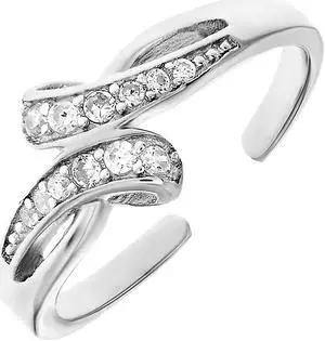 Toe Ring with Bypass Motif in Sterling Silver with Cubic Zirconia