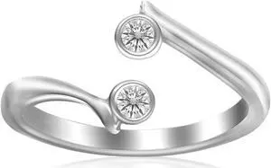 Sterling Silver Rhodium Finished Open Style Cubic Zirconia Accented Toe Ring