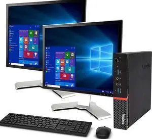 Lenovo M900 Tiny Computer Micro Tower PC, Intel Core i5 6400T Processor, 16GB DDR4 Ram, 512GB M.2 SSD, BTO Wireless Keyboard & Mouse, Wifi | Bluetooth, New Dual 19" FHD Monitor, Win 10 Pro (Renewed)