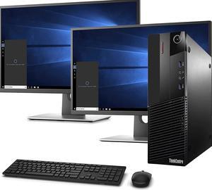 Lenovo ThinkCentre M93P SFF Computer Desktop PC, Intel i5, 3.2GHz Processor, 16GB Ram, 128GB M.2 SSD, 1TB HDD, Wireless Keyboard & Mouse, Wifi | Bluetooth, New Dual 19" Monitor, Win 10 Pro (Renewed)