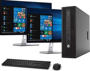 HP 800 G2 SFF Computer Desktop PC, Intel Core i5-6500 3.2GHz Processor, 16GB Ram, 512GB M.2 SSD, Wireless Keyboard & Mouse, Wifi | Bluetooth, HP Dual 23.8" LCD Monitor, Windows 10 Pro (Renewed)