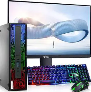 HP RGB SFF Desktop PC, Intel i7-6700, 16GB Ram, 512GB SSD 1TB HDD, 22" LED Monitor Screen, Built-in Wi-Fi, BTO RGB Keyboard & Mouse, Windows 10 Professional (Renewed)