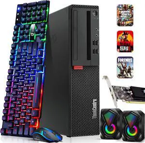 Lenovo M800/M900 Desktop Computer Gaming PC, Intel Quad Core i5-6500 upto 3.60GHz, 16GB DDR4 Ram, 1TB HDD, Wi-Fi, NVIDIA GTX 1050 Ti, BTO RGB Keyboard & Mouse, Windows 11 Pro (Renewed)