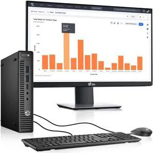 HP EliteDesk 800 G2 Tiny Desktop Computer PC, Intel Quad Core i5-6500T upto 3.10GHz, 32GB DDR4 Ram, 512GB SSD,24 Inch Monitor, Built-in Wi-Fi , Keyboard & Mouse, Windows 11 Professional (Refurbished)