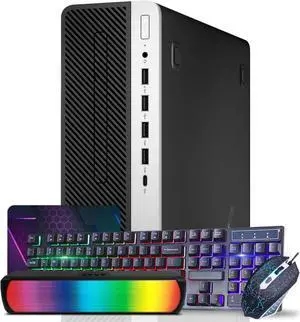 HP 600 G4 SFF Desktop Computer PC, Intel Hexa Core i5-8500 upto 4.10GHz, 8GB DDR4 Ram, 256GB NVMe, Wi-Fi ,RGB Keyboard & Mouse, RGB Sound Bar, Windows 11 Professional (Refurbished)