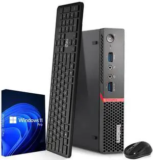Lenovo ThinkCentre Mini Computer PC Intel Quad Core i5-6500T, 8GB DDR4 Ram, 256GB NVMe SSD, Wireless Keyboard & Mouse, Wi-Fi Adapter, Windows 11 Professional (Renewed)