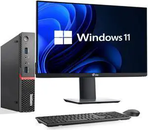 Lenovo ThinkCentre Mini Computer PC Intel Quad Core i7-6700T, 16GB DDR4 Ram, 512GB NVMe SSD, Wireless Keyboard & Mouse, 22Inch Monitor, Wi-Fi Adapter, Windows 11 Professional (Renewed)