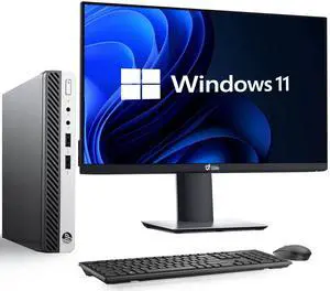 HP 400 Tiny Desktop Mini Workstation PC Intel Core i5-8500T, 32GB DDR4 Ram, 512GB SSD, Wireless Keyboard & Mouse, 24Inch Monitor, Wi-Fi Adapter, Windows 11 Professional (Renewed)