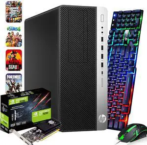 HP EliteDesk 800 G3 Tower Desktop Computer PC, Intel Quad Core i5-6500 upto 3.60GHz, 16GB DDR4 Ram,512GB SSD, NVIDIA GT1030, Wi-Fi, RGB Keyboard & Mouse, Windows 11 Professional