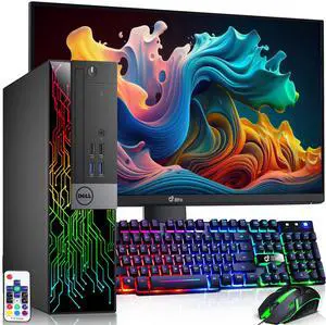 Dell OptiPlex 7040 RGB SFF Desktop Computer PC Intel Quad Core i5-6500 up to 3.60GHz, 32GB DDR4 Ram,1TB SSD, 22 Inch Monitor, NVIDIA GeForce GTX 1050Ti, RGB Keyboard & Mouse, Windows 11 Pro (Renewed)