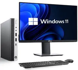 HP EliteDesk 800 G3 Tiny Desktop Computer PC, Intel Core i7-6700T upto 3.60GHz, 8GB DDR4 Ram, 128GB SSD, 22Inch Monitor, Wi-Fi , Keyboard & Mouse, Windows 11 Professional (Refurbished)