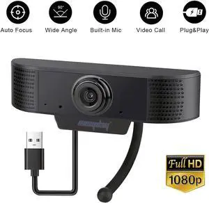 1080P Webcam with Microphone, Easyday USB 2.0 Desktop Laptop Computer Web Camera with Auto Light Correction, Plug and Play, for Windows Mac OS, for Video Streaming, Conference, Gaming, Online Classes