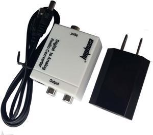 Toslink Optical Coaxial Digital to Analog RCA Audio Converter with Optic Cable USNE_DACWHI_US2
