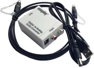 SPDIF Optical Coaxial Digital to Analog RCA L/R Audio Converter with Fiber Cable USNE_DACWHI_300CM_USB
