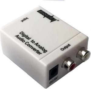 White Optical Toslink Coaxial Digital to Analog RCA L/R Audio Converter Adapter USNE_DACWHI_AUP