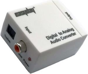 White Toslink Coaxial Optical Digital to RCA L/R Analog Audio Converter Adapter